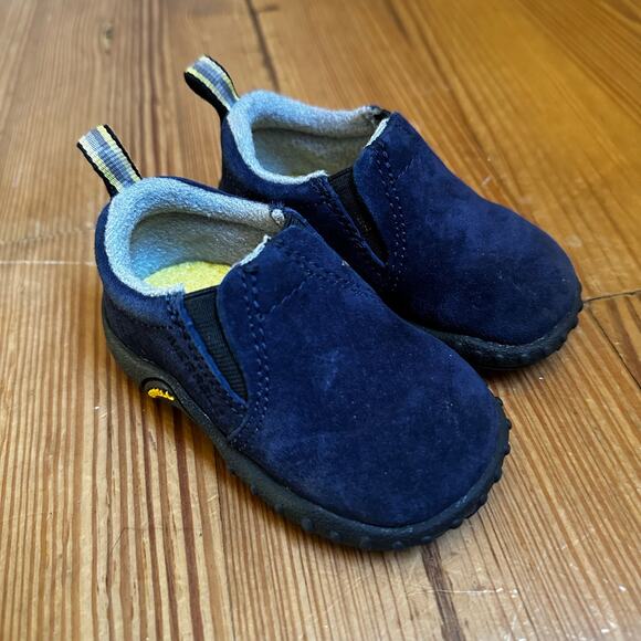 NWOT Merrell navy suede leather slip on loafer rubber sole shoe SIZE 3 - Picture 1 of 5
